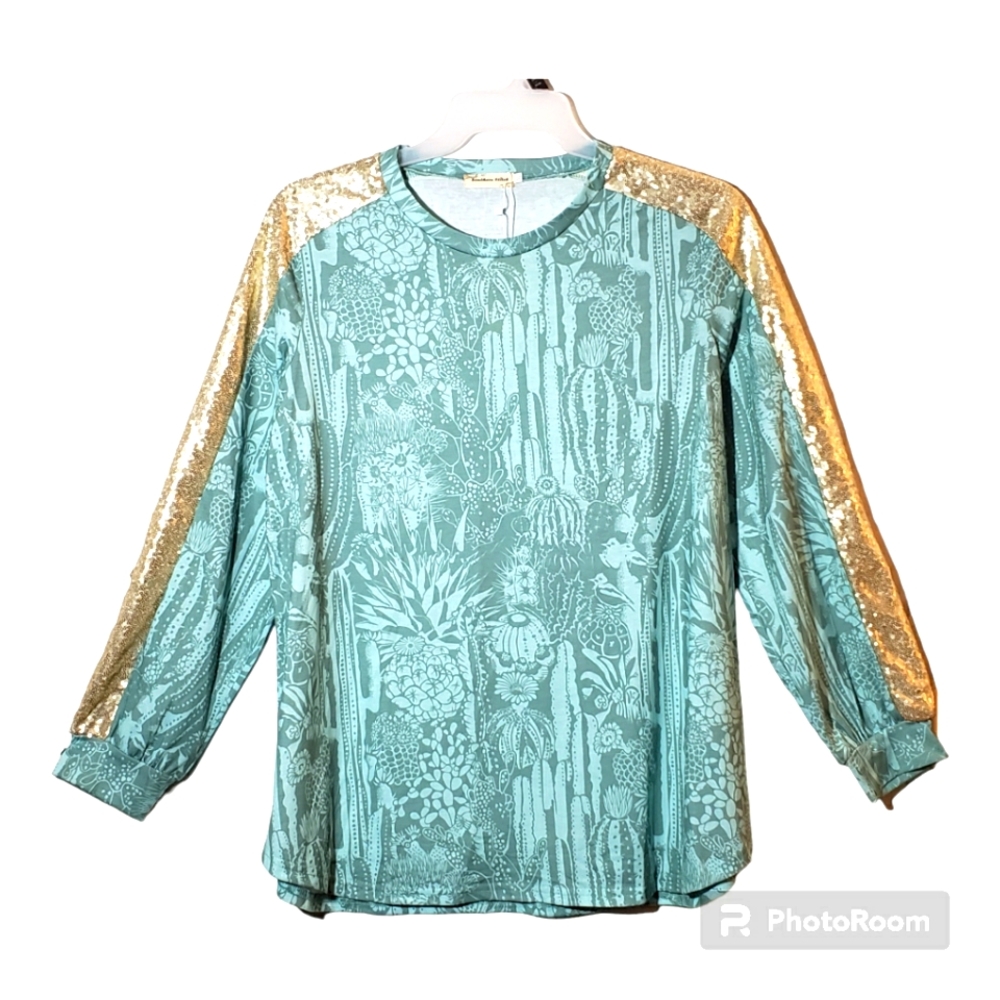 Southern Stitch women's XL geometric print baddazed sleeves pullover blouse. 203